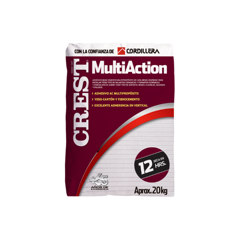 CREST MULTIACTION AC | Adhesivo Cementicio Capa Gruesa Multipropósito | 25 KG